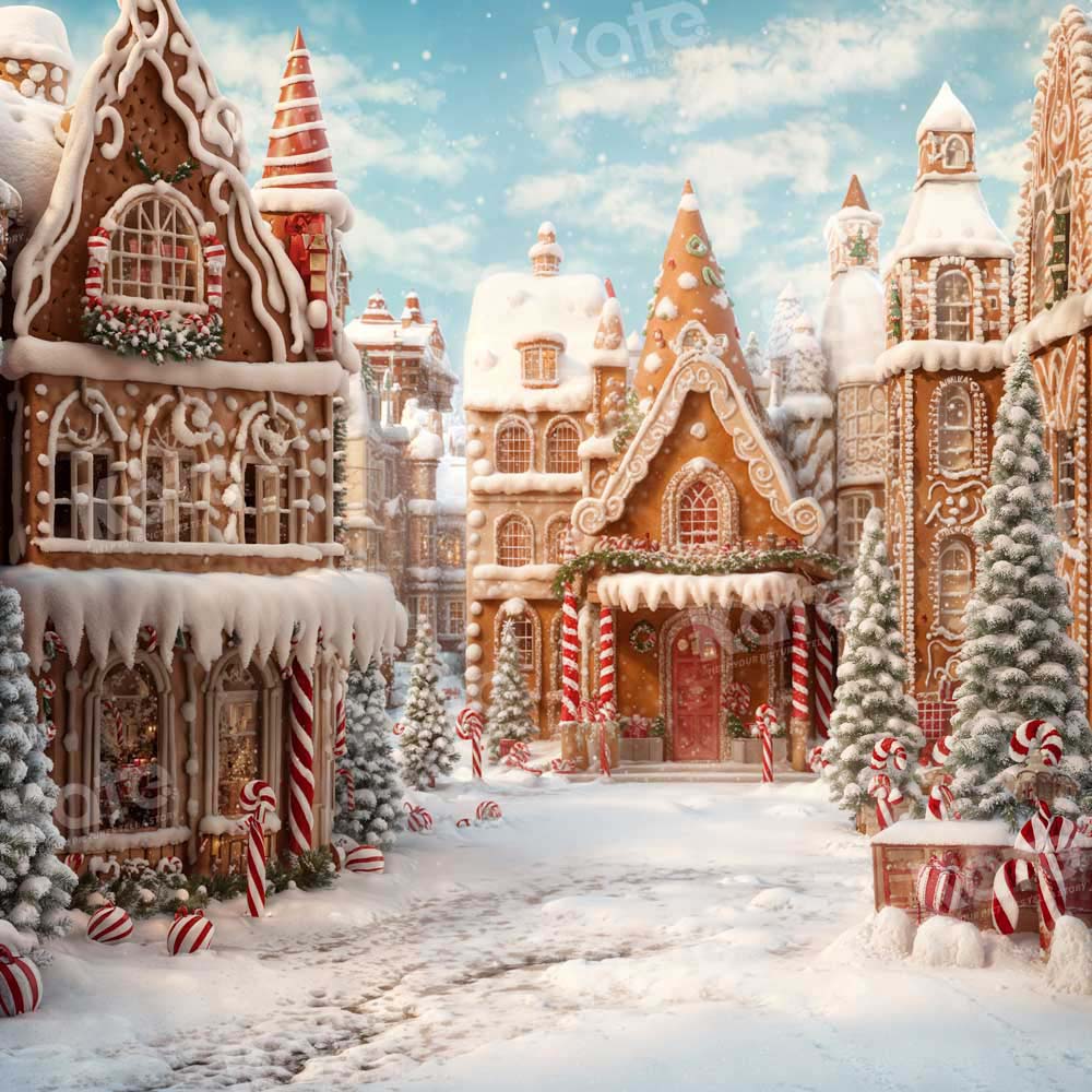 Kate Winter Christmas Gingerbread Candy Town Backdrop Designed by Chain Photography -UK