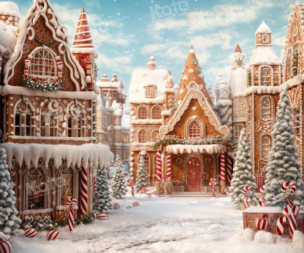 Kate Winter Christmas Gingerbread Candy Town Backdrop Designed by Chain Photography -UK