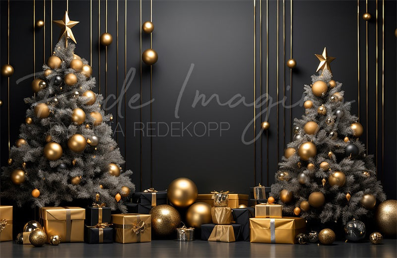 Kate Dark Christmas Tree and Wall Fleece Backdrop Designed by Lidia Redekopp