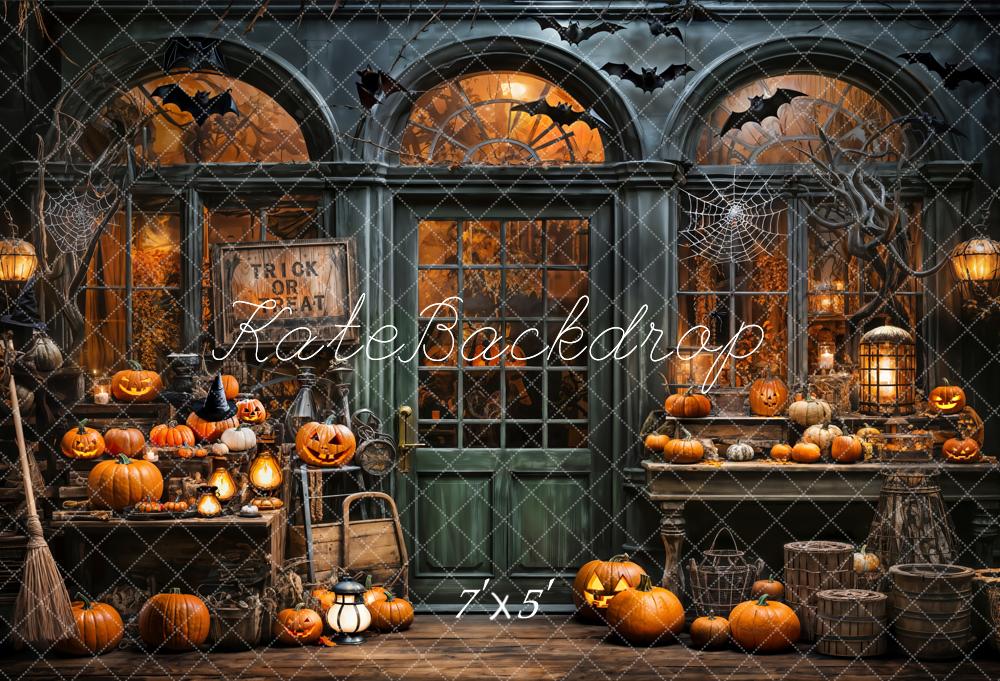Kate Halloween Spooky Pumpkin Store Backdrop Designed by Emetselch