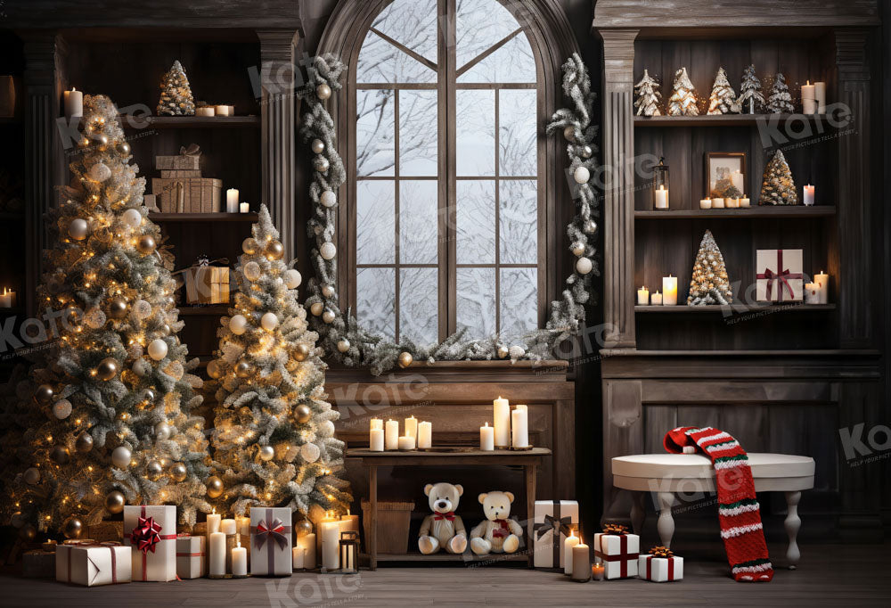 Kate Christmas Window Tree Teddy Bear Backdrop Designed by Emetselch -UK