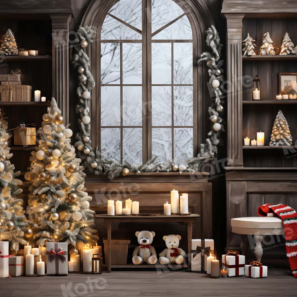 Kate Christmas Window Tree Teddy Bear Backdrop Designed by Emetselch -UK