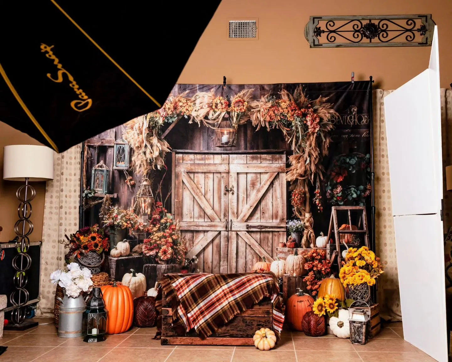 Lightning Deals Kate Autumn Barn Pumpkin Backdrop Designed by Emetselch -UK