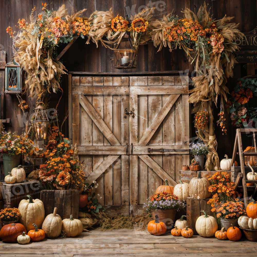 Lightning Deals Kate Autumn Barn Pumpkin Backdrop Designed by Emetselch -UK