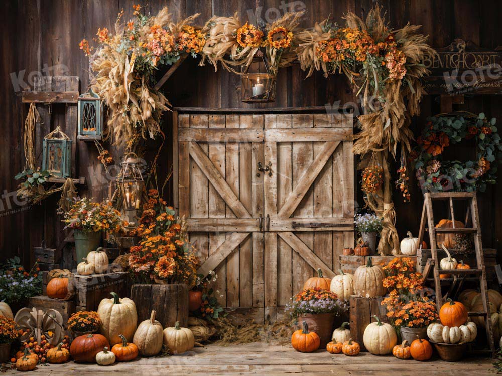Lightning Deals Kate Autumn Barn Pumpkin Backdrop Designed by Emetselch -UK