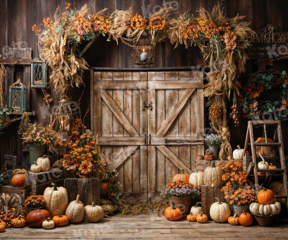 Lightning Deals Kate Autumn Barn Pumpkin Backdrop Designed by Emetselch -UK