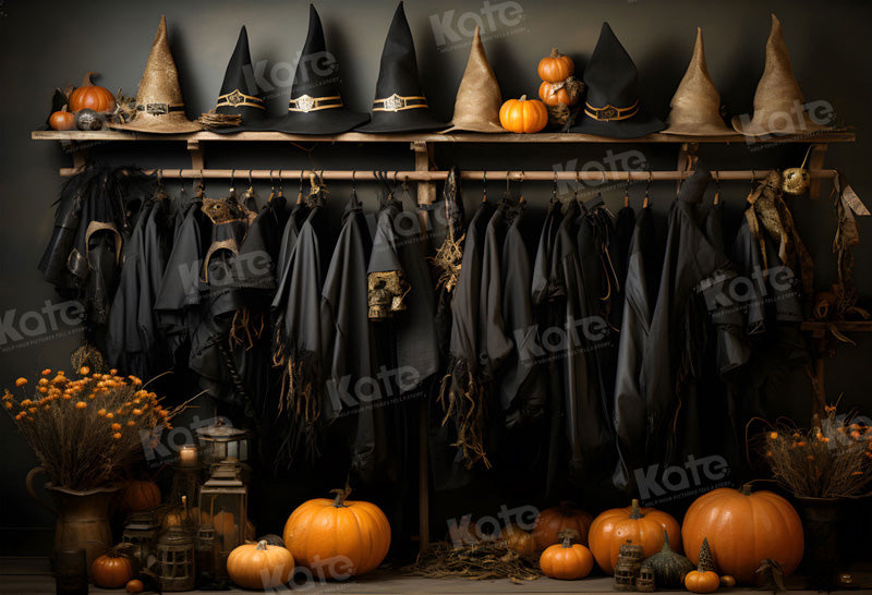 Kate Halloween Wizard Black Robe Closet Backdrop for Photography