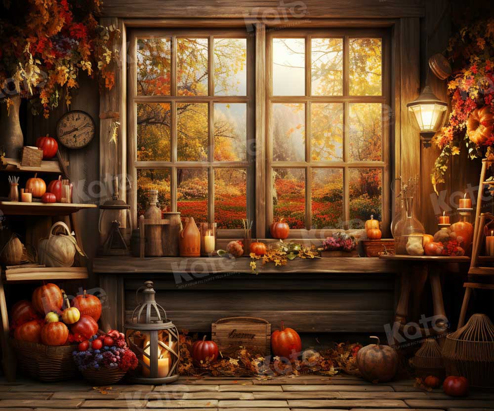 Kate Autumn Pumpkins Window Room Backdrop Designed by Emetselch -UK