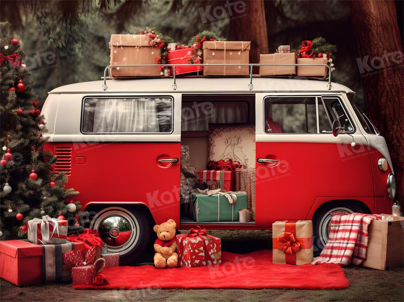 Kate Christmas Red Car Gifts Backdrop for Photography -UK