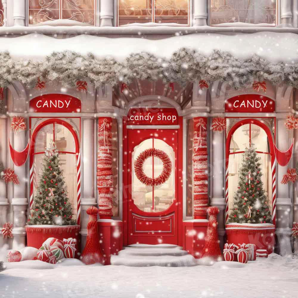 Kate Christmas Red Candy Shop Backdrop Designed by Chain Photography -UK