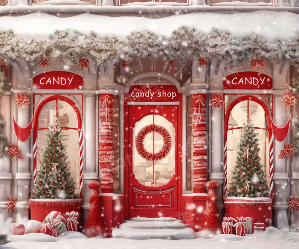 Kate Christmas Red Candy Shop Backdrop Designed by Chain Photography -UK