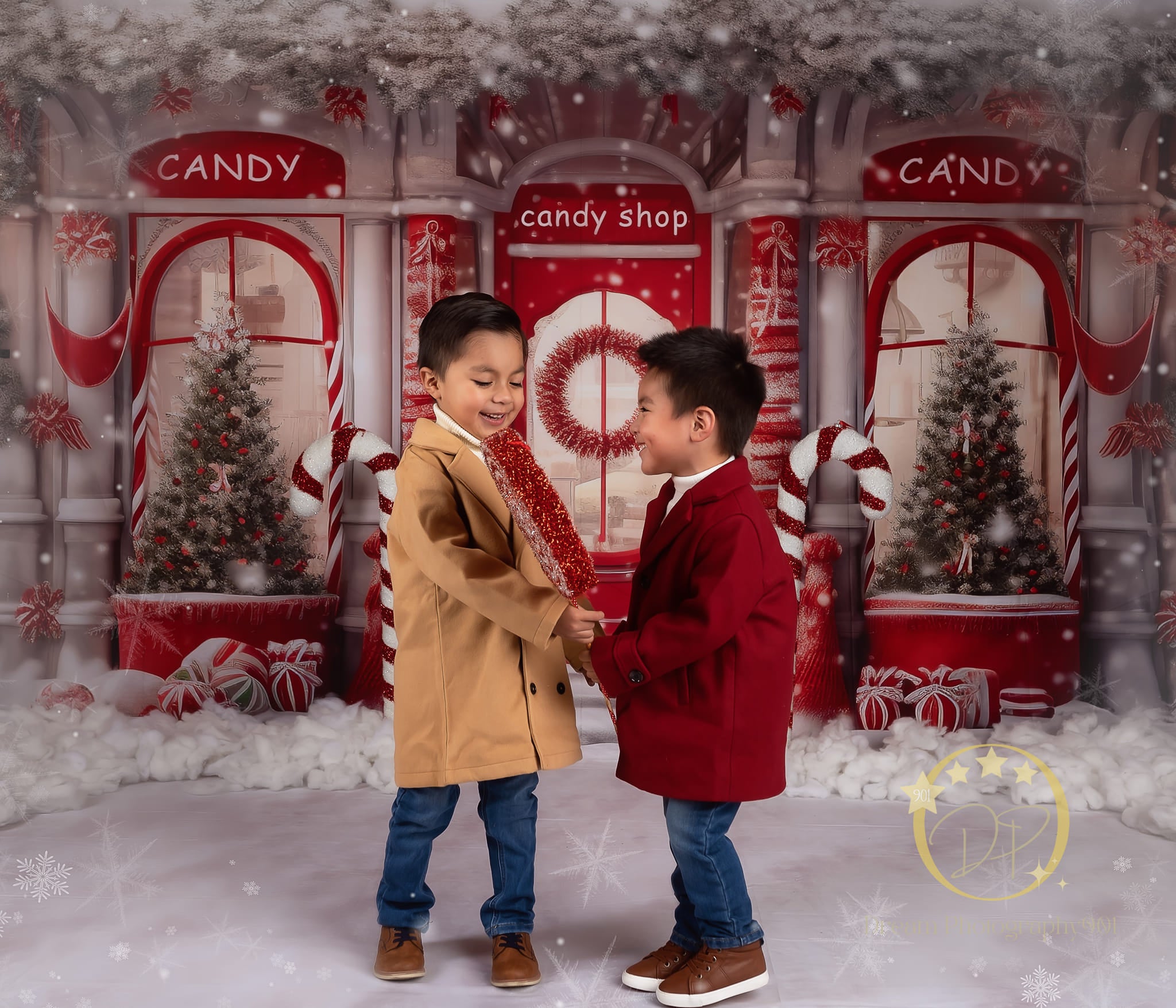 Kate Christmas Red Candy Shop Backdrop Designed by Chain Photography -UK