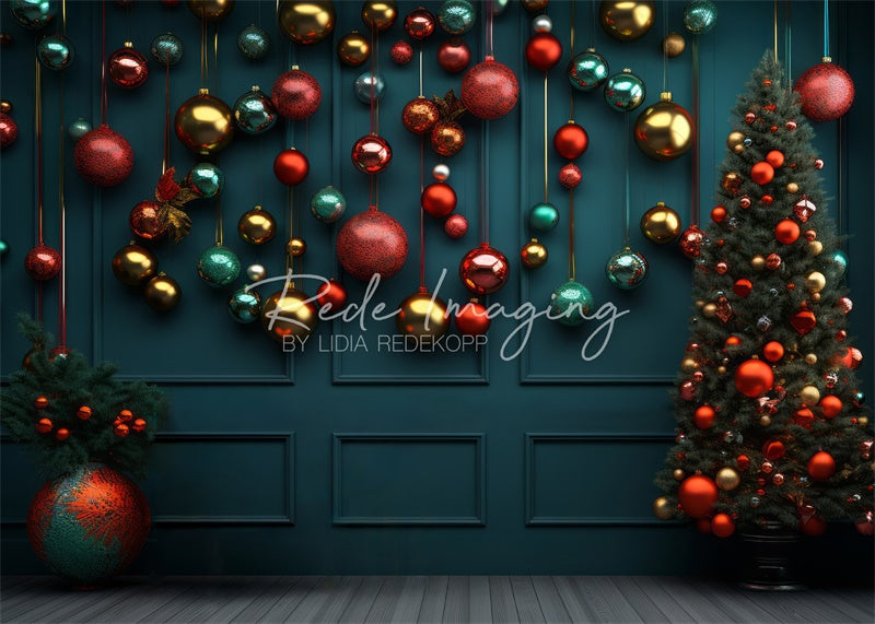 Kate Colorful Christmas Ball Decoration Backdrop Designed by Lidia Redekopp