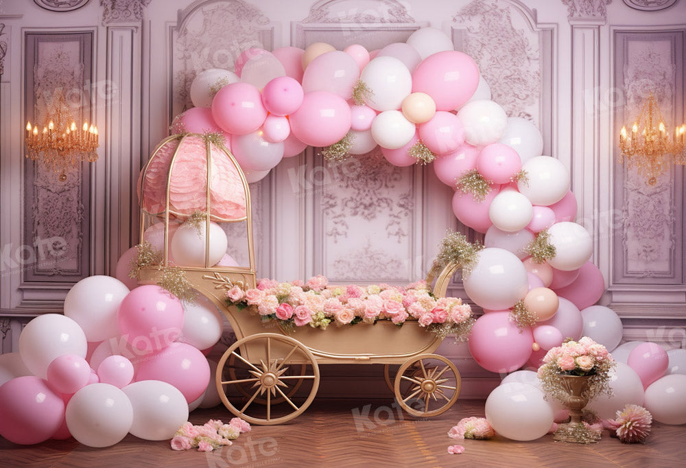Kate Spring Pink Balloon Flower Cart Backdrop Designed by Emetselch -UK