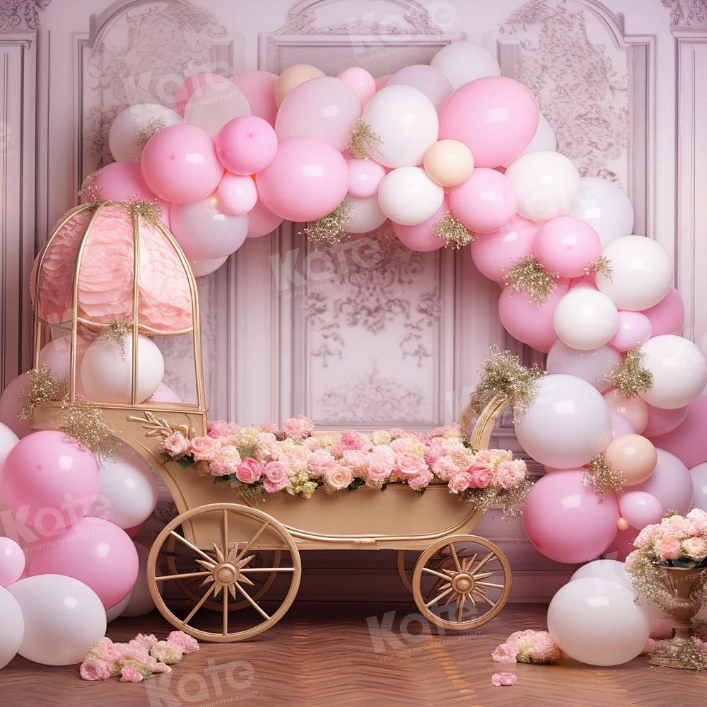 Kate Spring Pink Balloon Flower Cart Backdrop Designed by Emetselch -UK