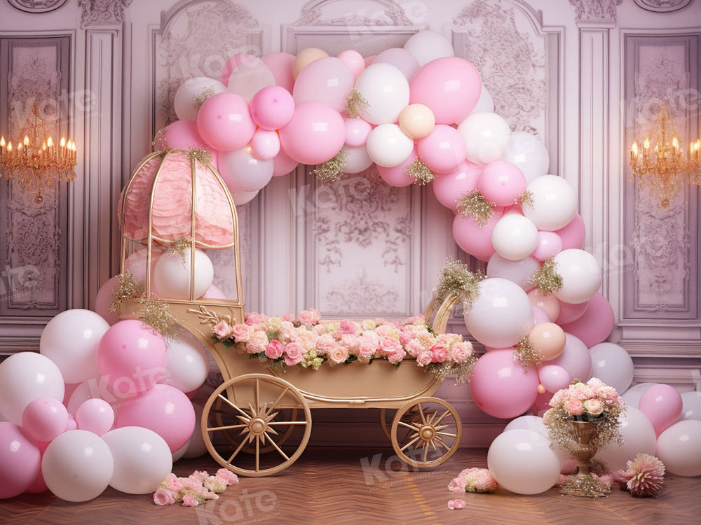 Kate Spring Pink Balloon Flower Cart Backdrop Designed by Emetselch -UK