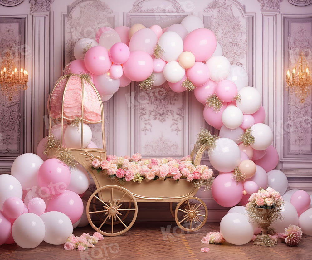 Kate Spring Pink Balloon Flower Cart Backdrop Designed by Emetselch -UK
