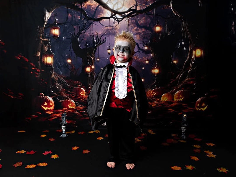 Kate Halloween Pumpkin Forest Light Backdrop Designed by Emetselch -UK