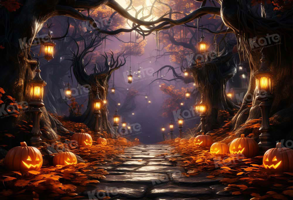 On Sale Kate Halloween Pumpkin Forest Light Backdrop Designed by Emetselch -UK