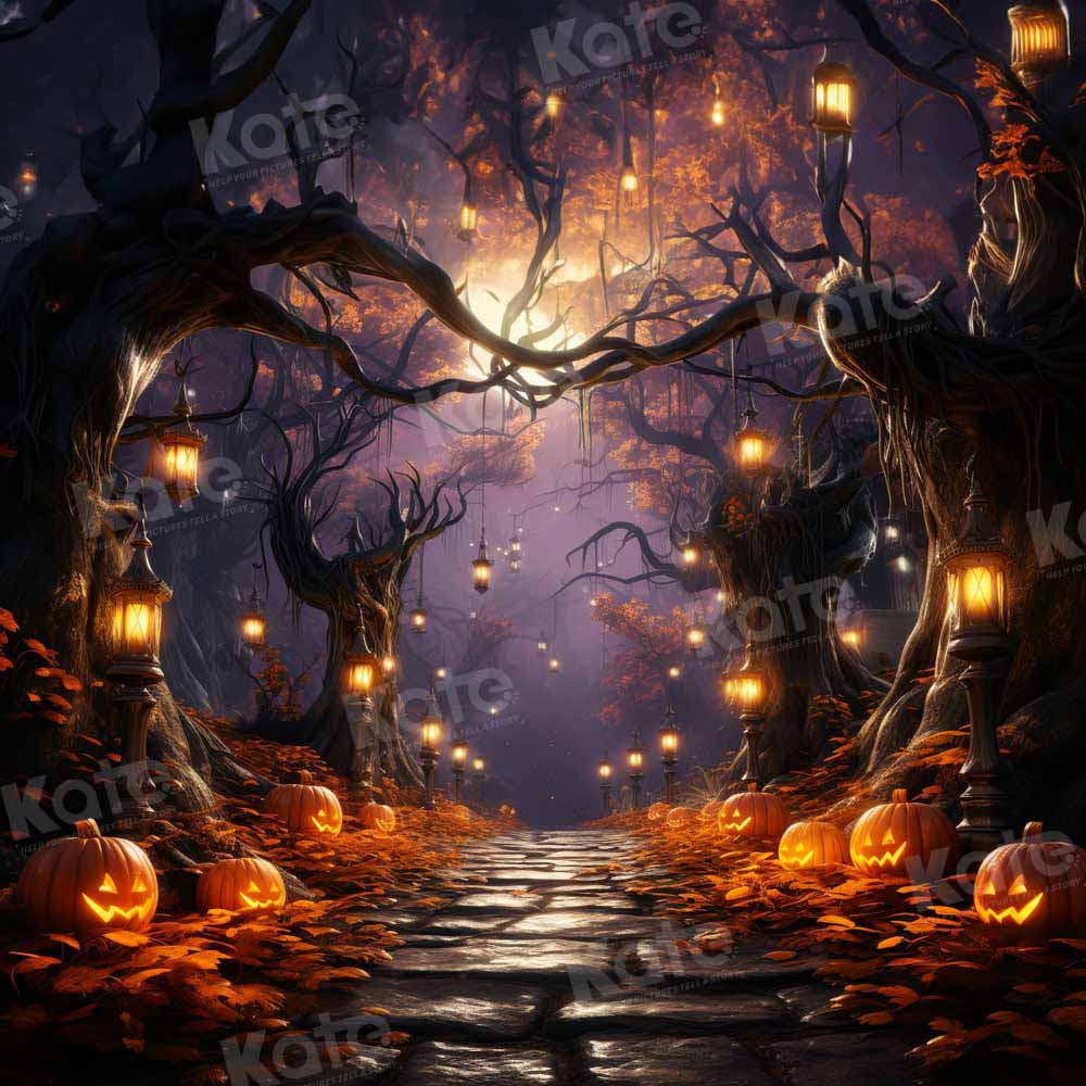 On Sale Kate Halloween Pumpkin Forest Light Backdrop Designed by Emetselch -UK