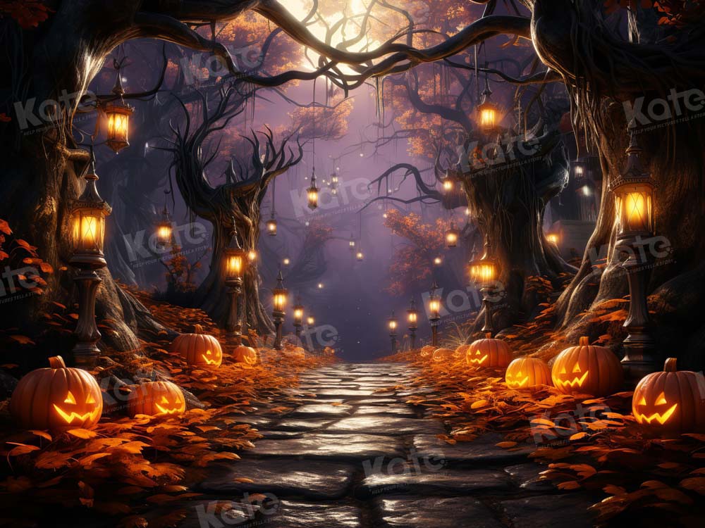 On Sale Kate Halloween Pumpkin Forest Light Backdrop Designed by Emetselch -UK