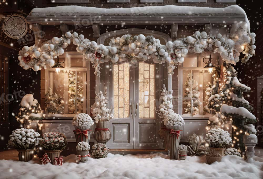 Kate Winter Christmas House Snow Light Backdrop Designed by Emetselch -UK