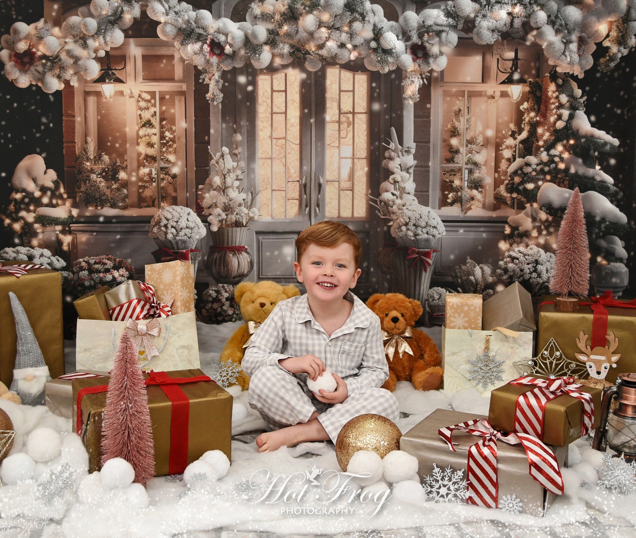 Kate Winter Christmas House Snow Light Backdrop Designed by Emetselch -UK