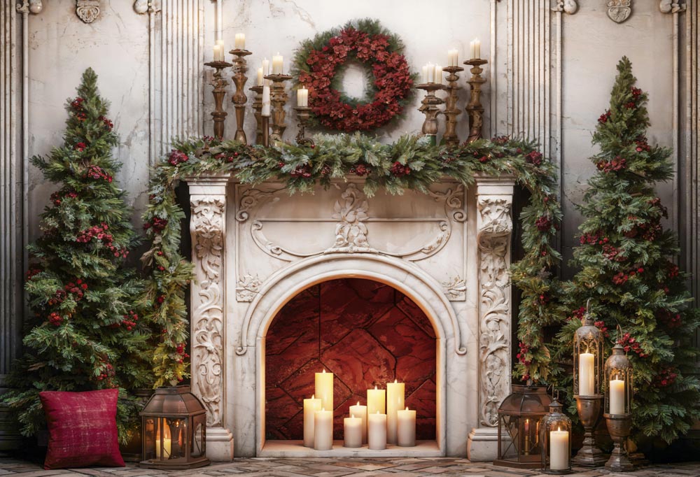 Kate Christmas Retro Fireplace Backdrop Designed by Emetselch -UK