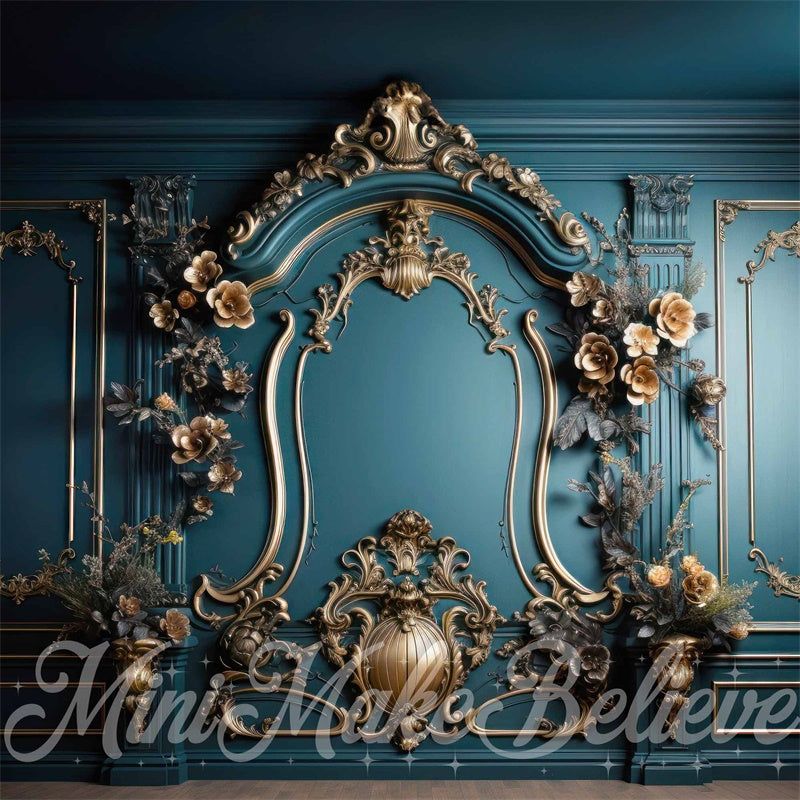 Kate Luxury Gold Teal Turquoise Wall Backdrop Designed by Mini MakeBelieve -UK