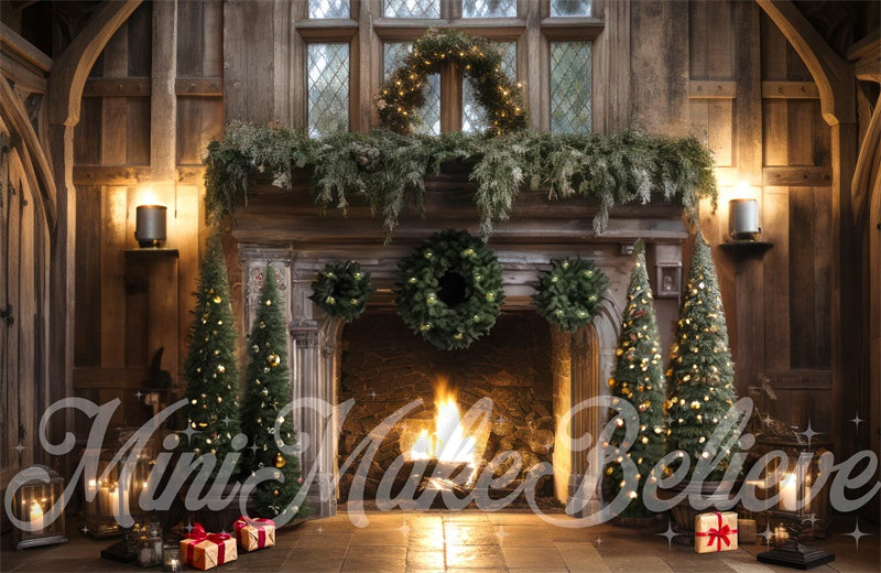 Kate Winter Christmas Trees Fireplace Backdrop Designed by Mini MakeBelieve -UK