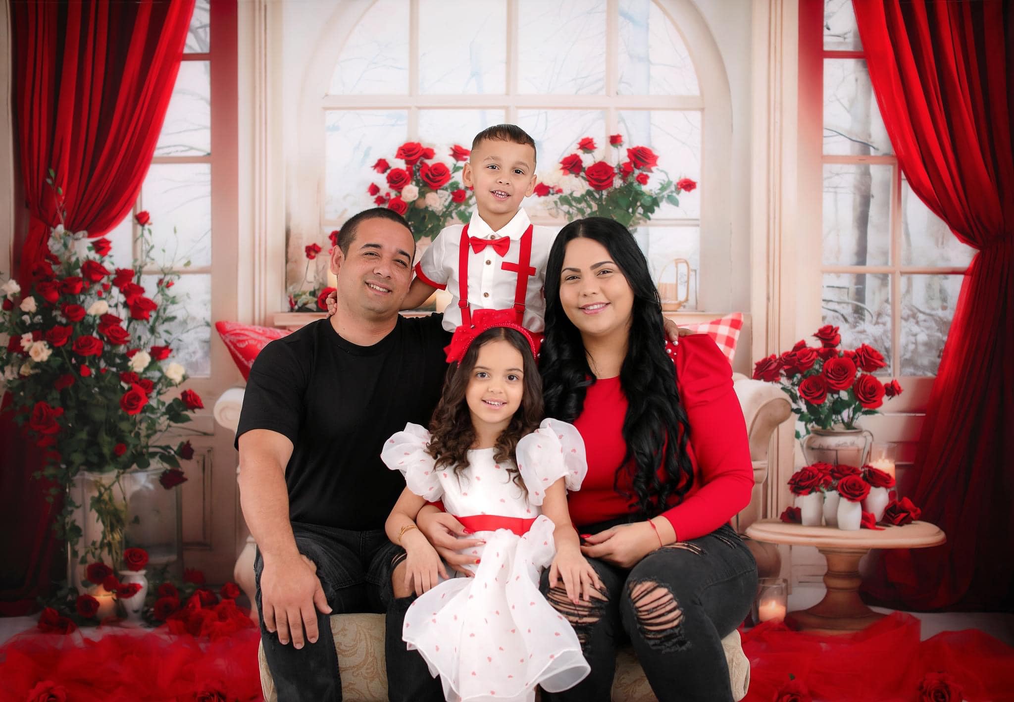 Kate Valentine's Day Vintage Sofa Red Backdrop for Photography -UK