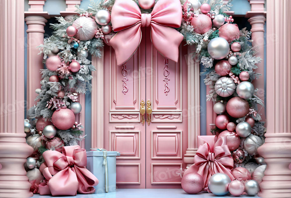 Kate Christmas Pink Door Arch Backdrop for Photography -UK