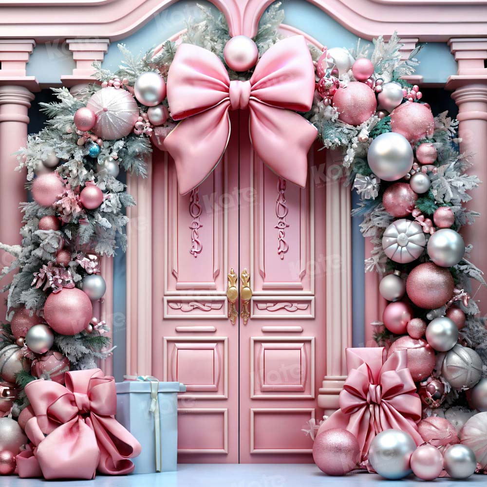 Kate Christmas Pink Door Arch Backdrop for Photography -UK