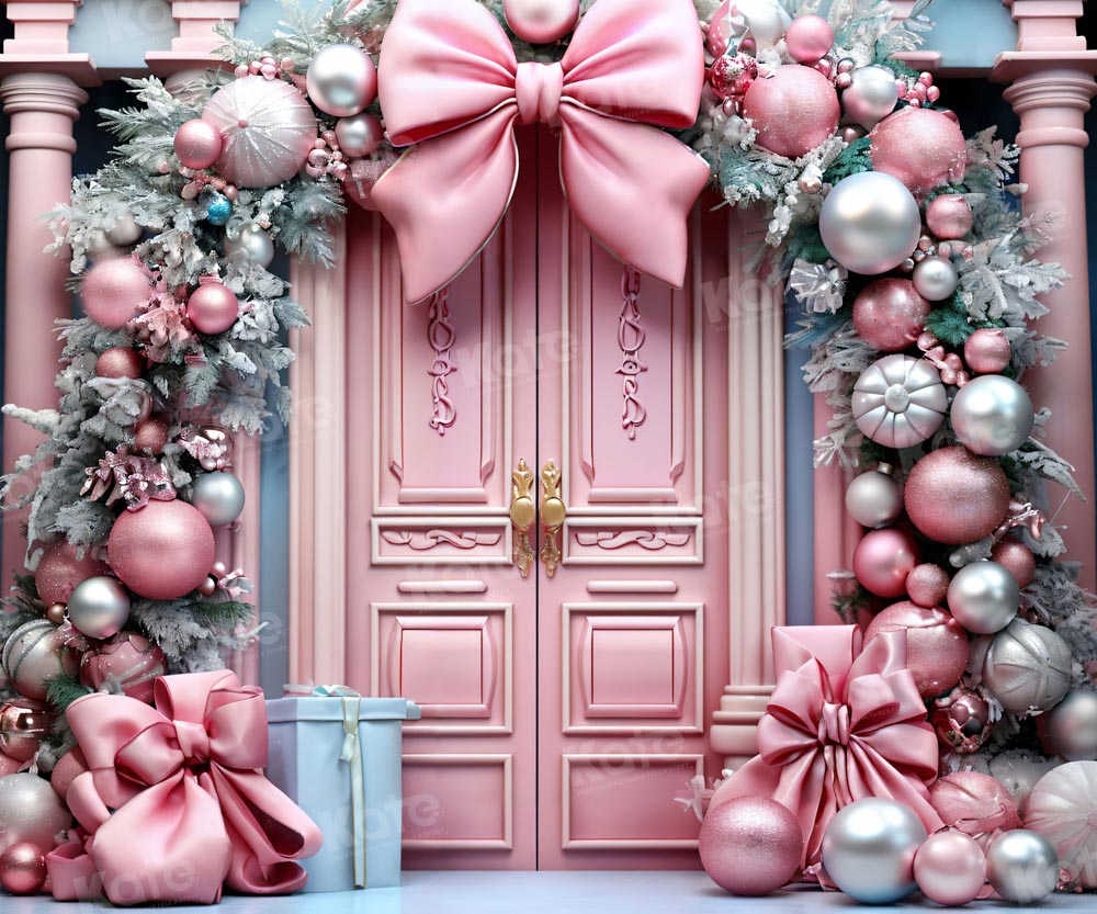 Kate Christmas Pink Door Arch Backdrop for Photography -UK