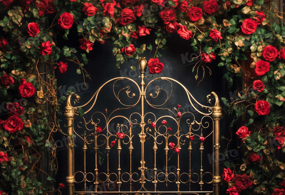 Kate Valentine's Day Rose Golden Headboard Boudoir Backdrop Designed by Emetselch -UK