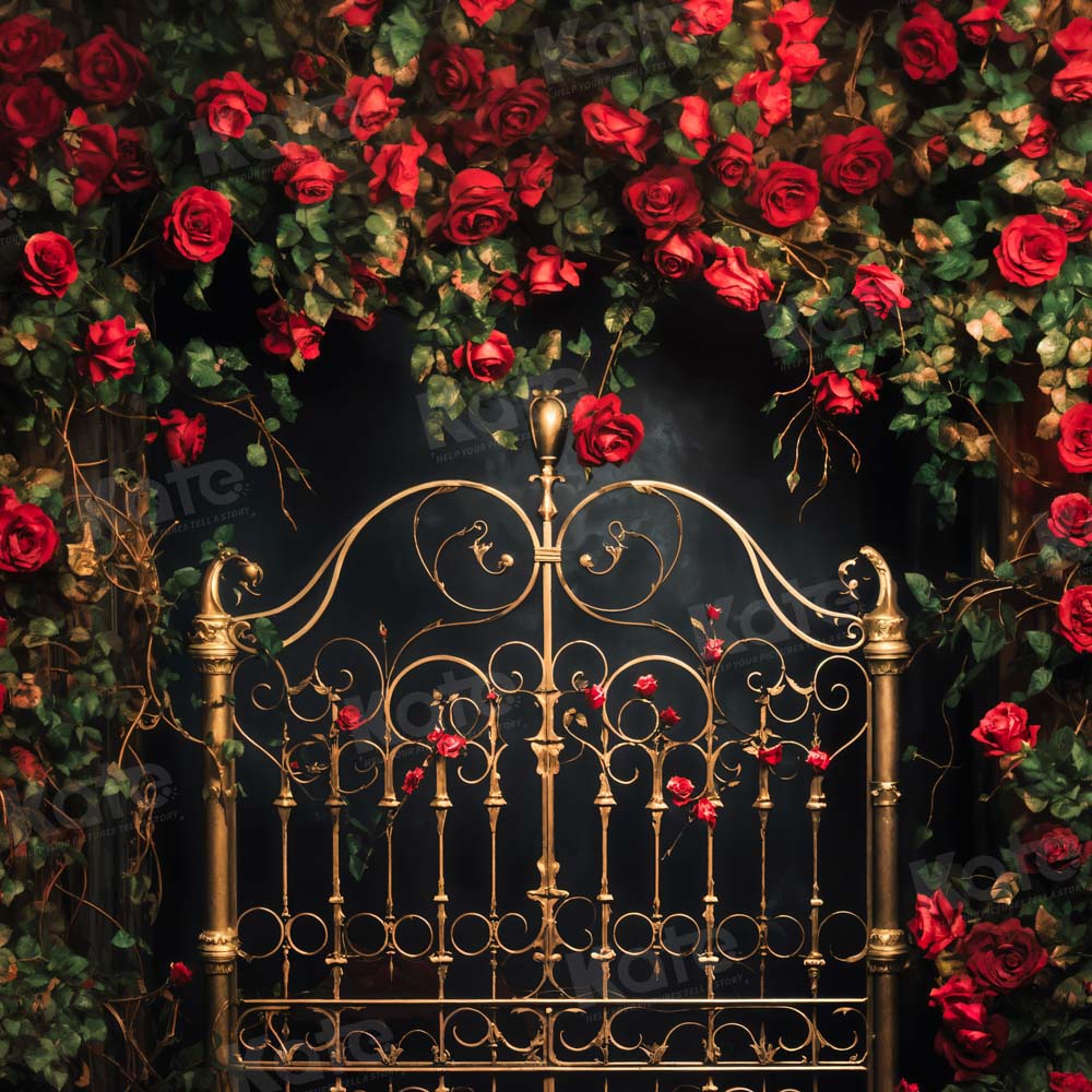 Kate Valentine's Day Rose Golden Headboard Boudoir Backdrop Designed by Emetselch -UK