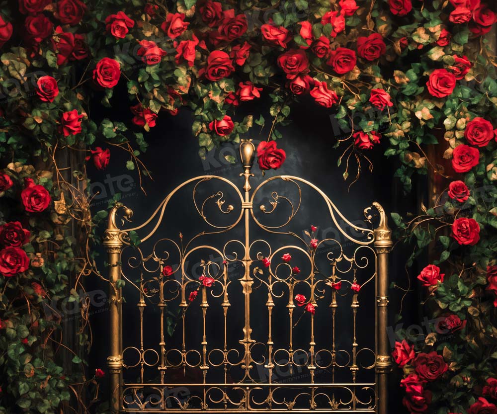 Kate Valentine's Day Rose Golden Headboard Boudoir Backdrop Designed by Emetselch -UK