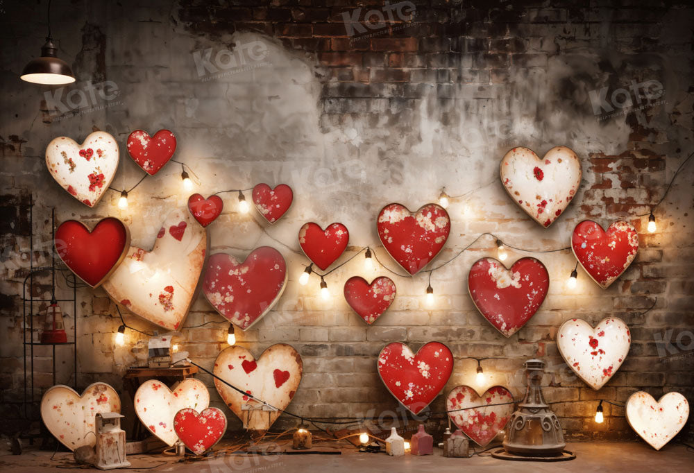 Kate Valentine's Day Retro Lamp Wall Love Backdrop Designed by Emetselch