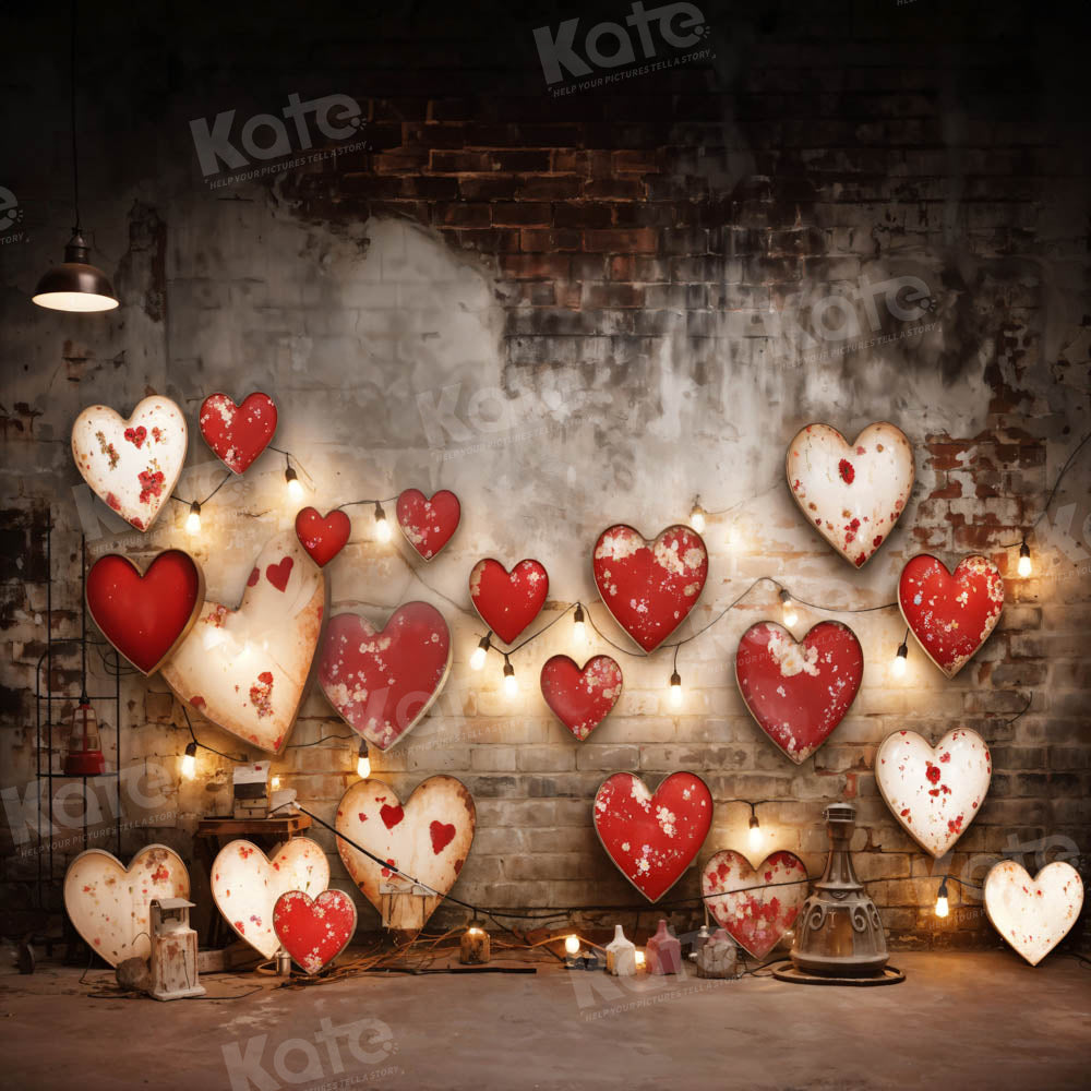 Kate Valentine's Day Retro Lamp Wall Love Backdrop Designed by Emetselch -UK