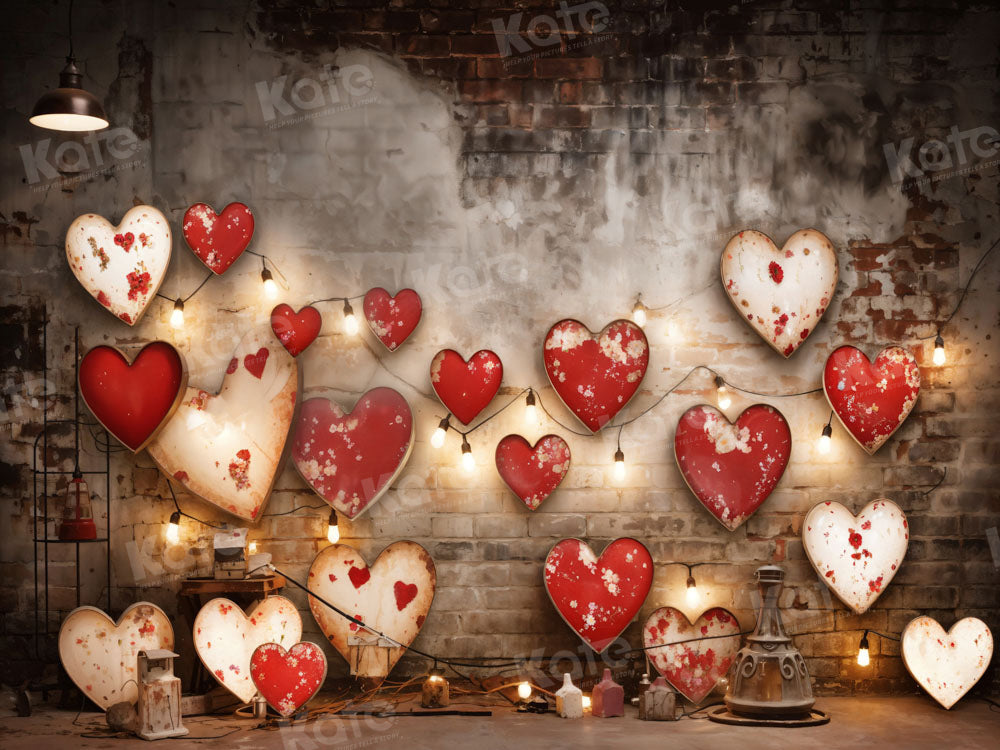 Kate Valentine's Day Retro Lamp Wall Love Backdrop Designed by Emetselch -UK