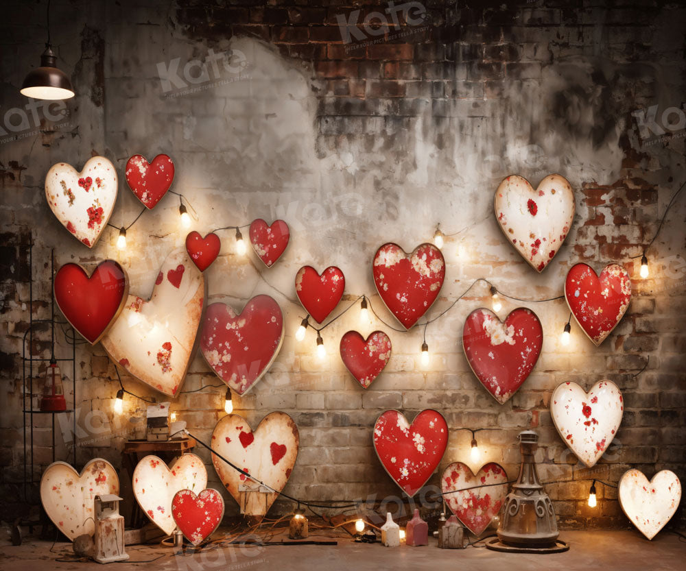 Kate Valentine's Day Retro Lamp Wall Love Backdrop Designed by Emetselch -UK