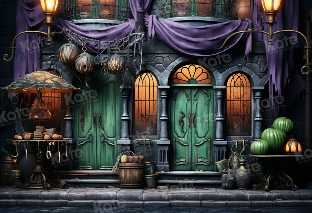 Kate Halloween Green Door Street Pumpkin Backdrop Designed by GQ -UK