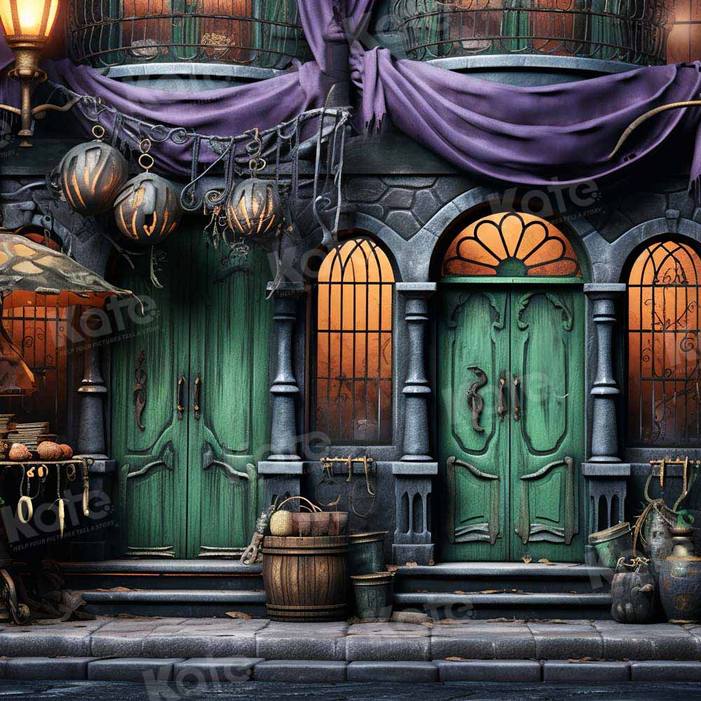 Kate Halloween Green Door Street Pumpkin Backdrop Designed by GQ -UK