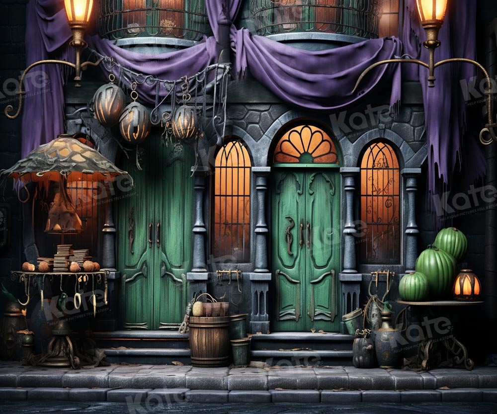 Kate Halloween Green Door Street Pumpkin Backdrop Designed by GQ -UK