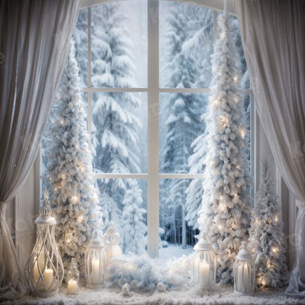 Kate Winter Christmas Tree Window Backdrop Designed by Emetselch