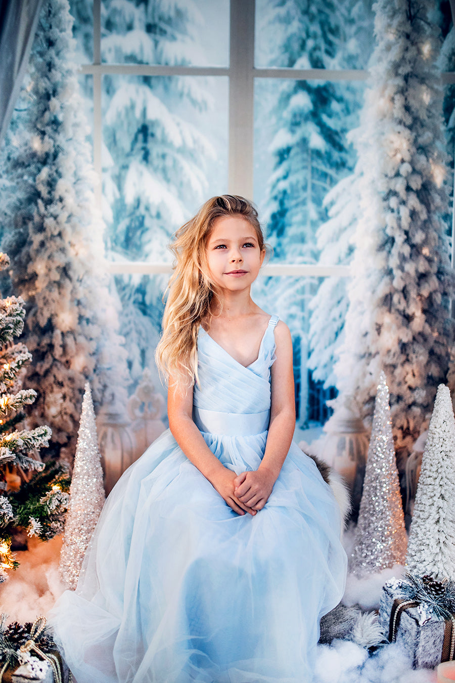Kate Winter Christmas Tree Window Backdrop Designed by Emetselch -UK