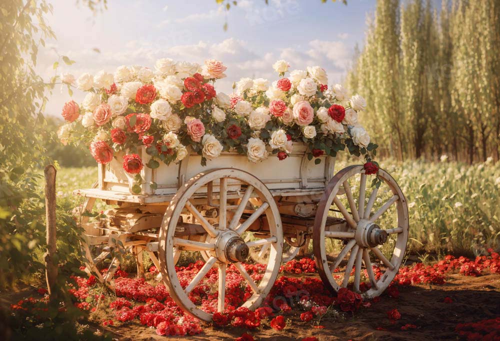 Kate Spring Valentine's Day Floral Cart Backdrop Designed by Emetselch -UK