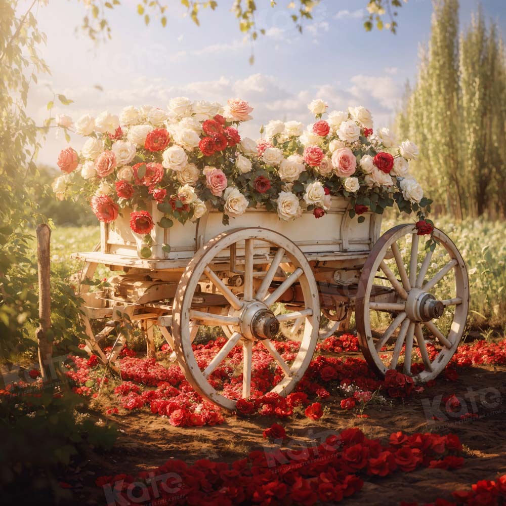 Kate Spring Valentine's Day Floral Cart Backdrop Designed by Emetselch