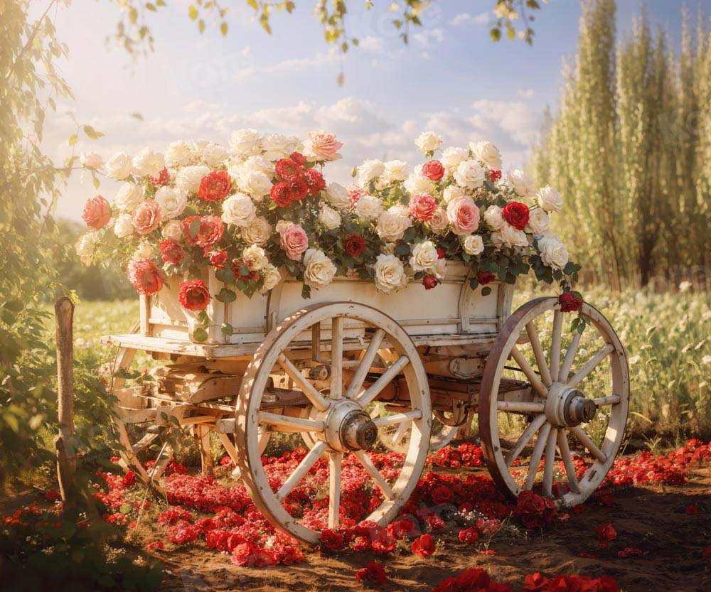 Kate Spring Valentine's Day Floral Cart Backdrop Designed by Emetselch -UK