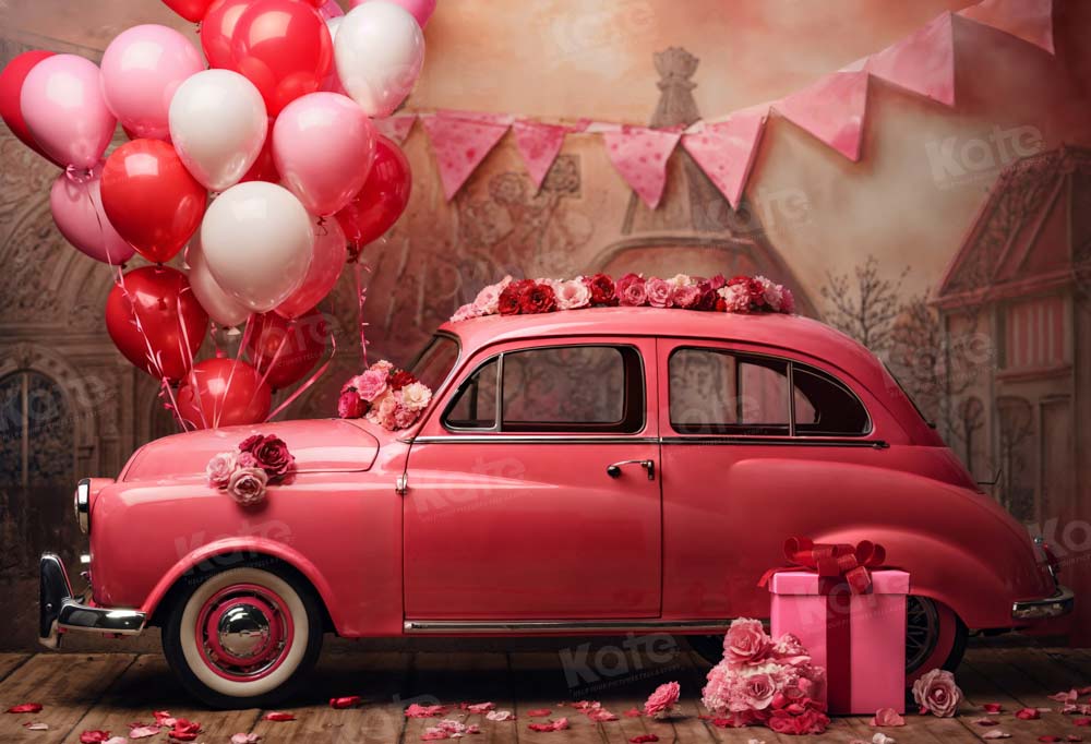 Kate Valentine's Day Pink Car Balloon Backdrop Designed by Emetselch -UK